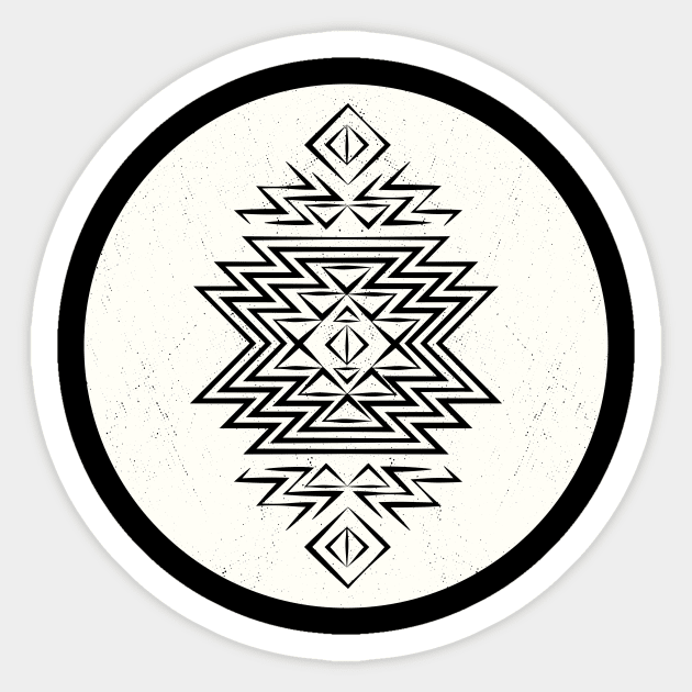 vintage aztec pattern in faded circle white Sticker by JDP Designs